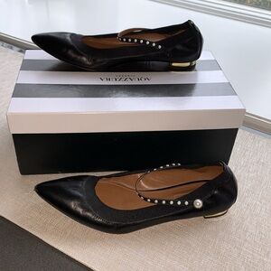 AQUAZZURA Black Flats with Elegant Stud Embellishments